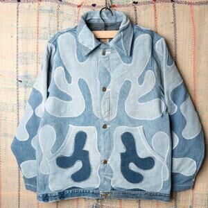 Custom upcycled patchwork denim jacket